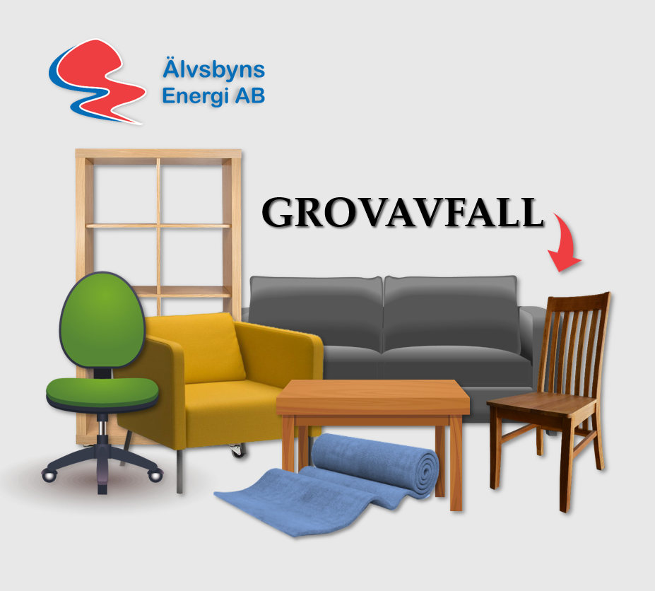 Grovavfall exempelbild på soffa, stol, byrå